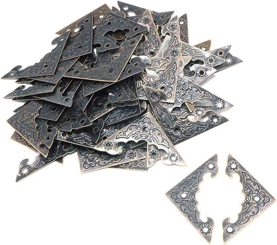 Protezioni Angolari Stile Antico 25mm Lega di Bronzo per Mobili e Tavoli - Set da 50 pezzi