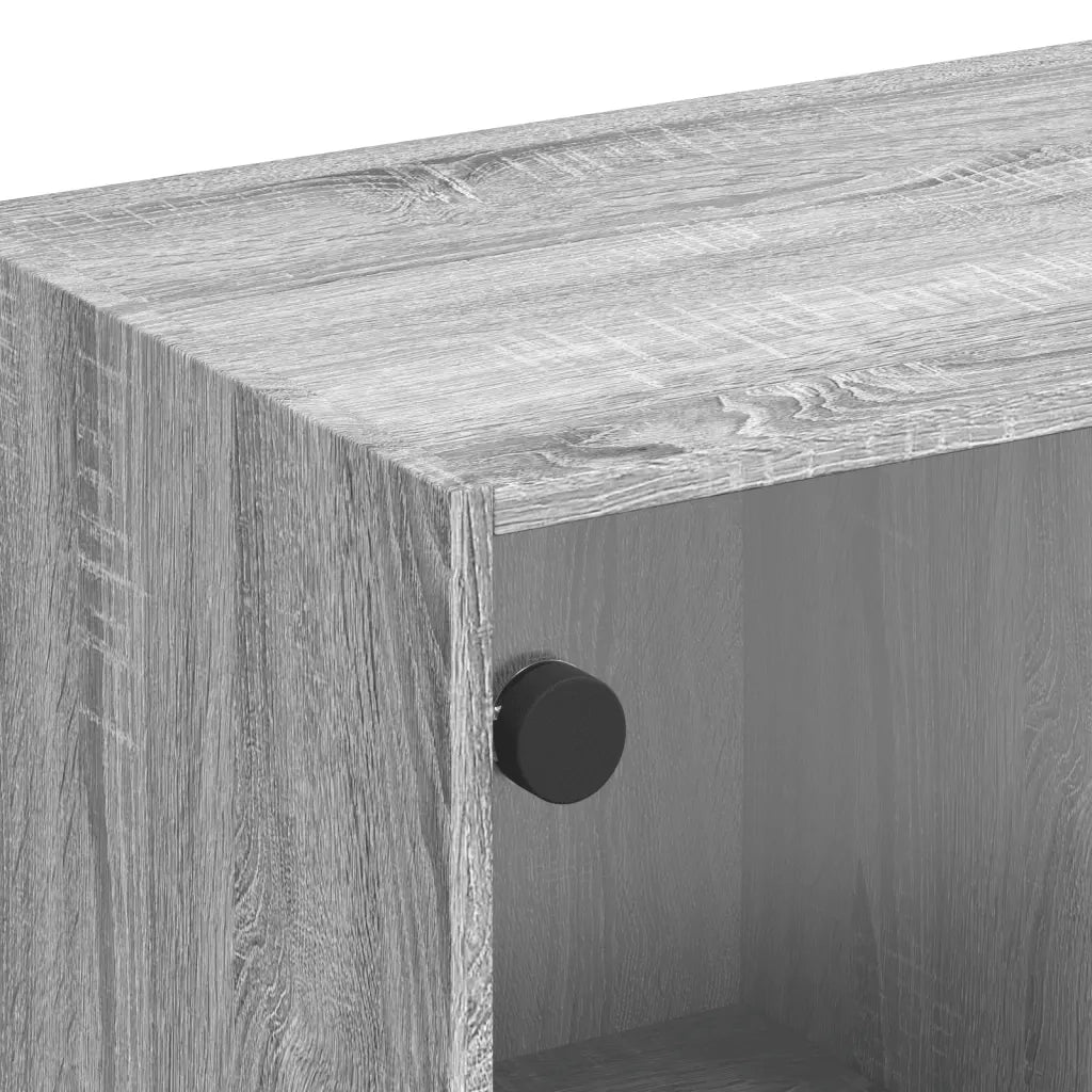 Mobile Porta TV con Ante in Vetro Grigio Sonoma 102x37x42 cm 836411