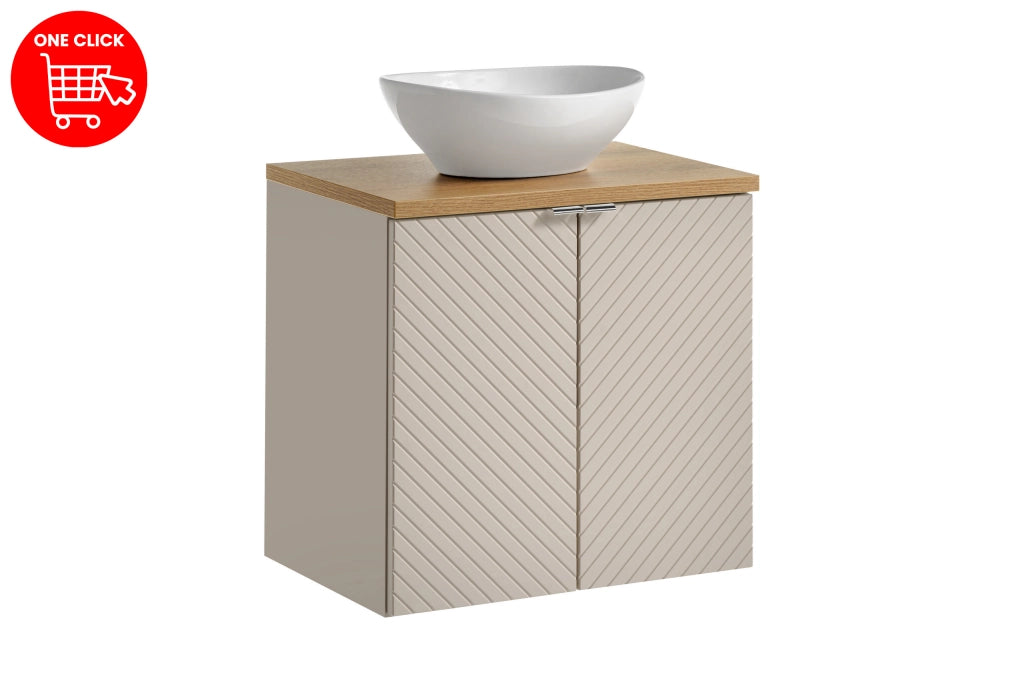 Set mobili bagno 60 cm con piano e lavabo da appoggio Lola Viva Cashmere 60 cm