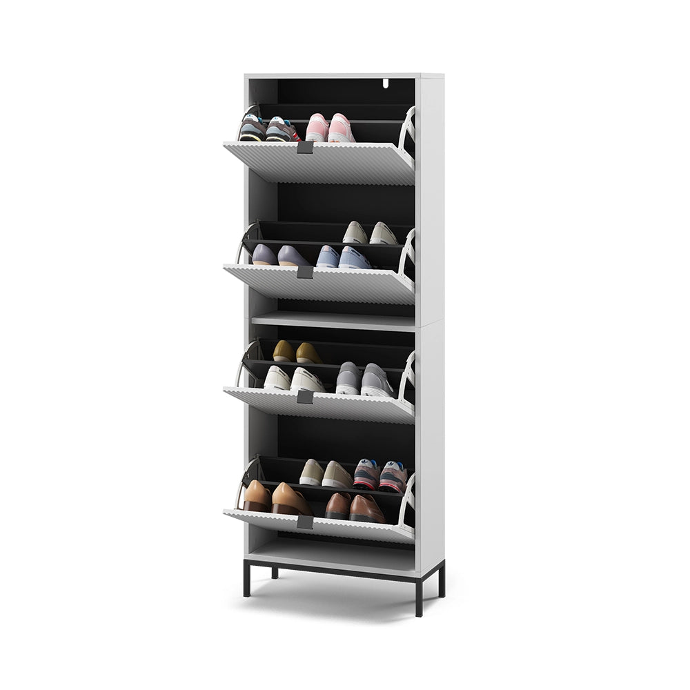 Vicco Scarpiera da ingresso Bianco 60 x 168 cm con 4 cassetti pieghevoli
