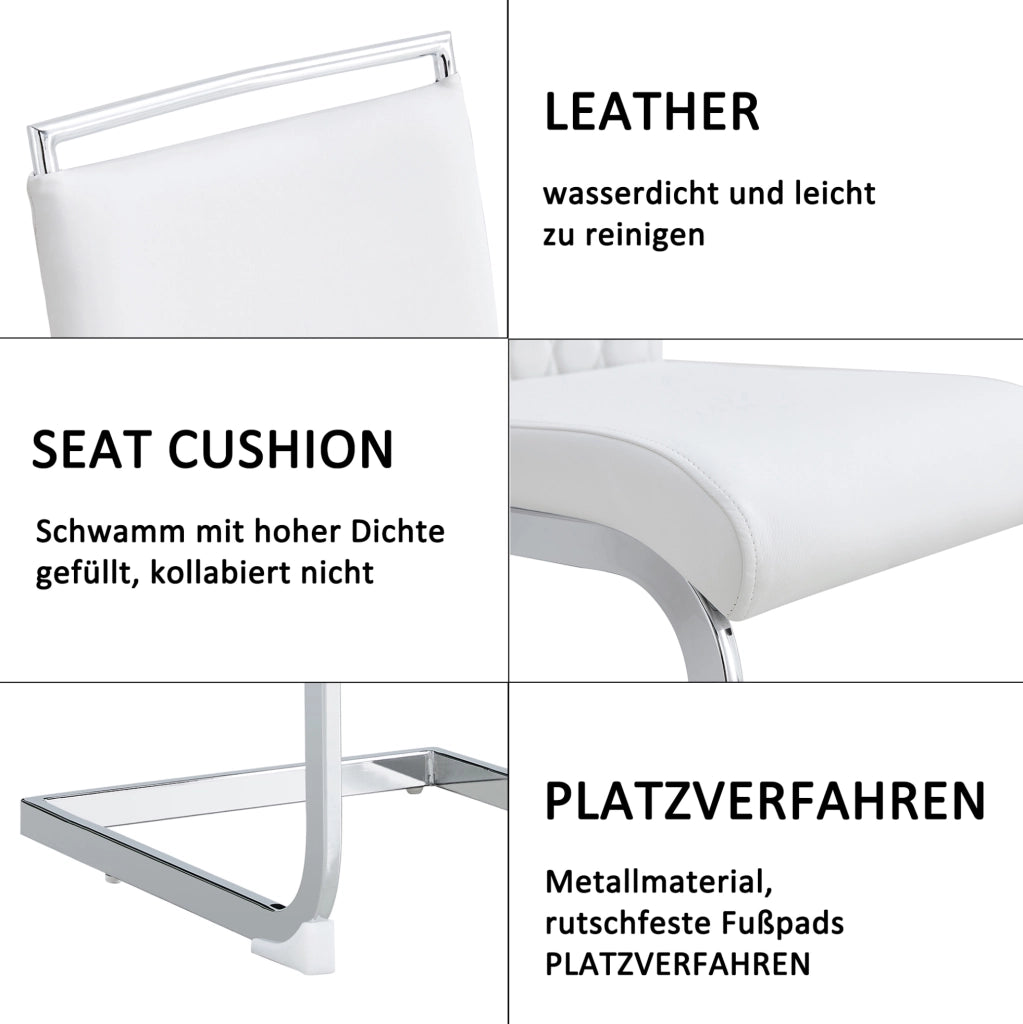 Sedia da pranzo ergonomica bianca con schienale imbottito