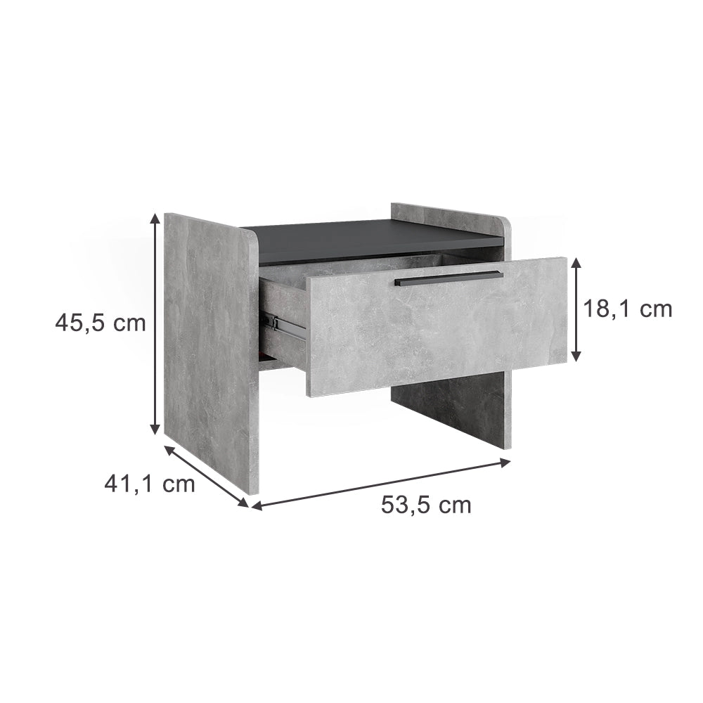 Vicco Panca per la sala da pranzo Calcestruzzo/antracite 53.5 x 41.1 cm con 1 cassetto