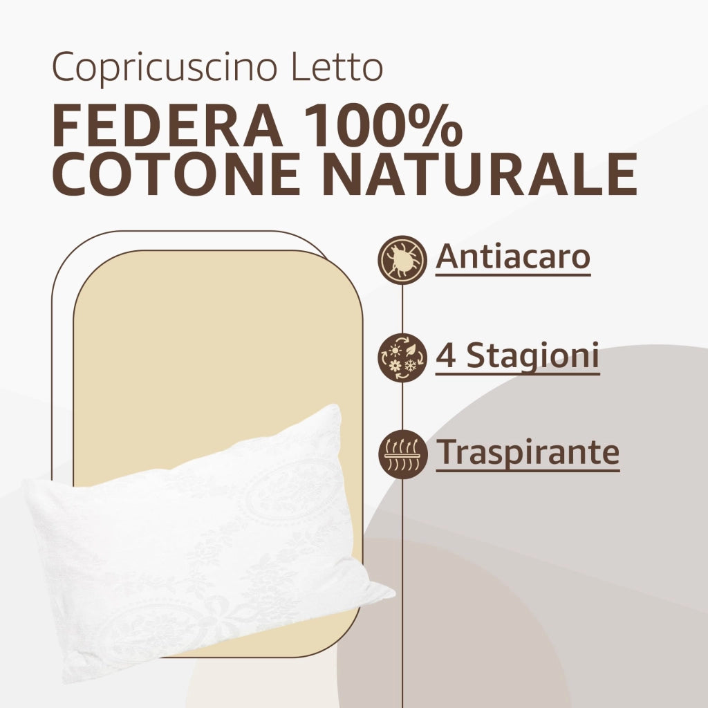 Federe Copricuscino Letto con Cerniera e Tessuto Damascato Pacco da: 4