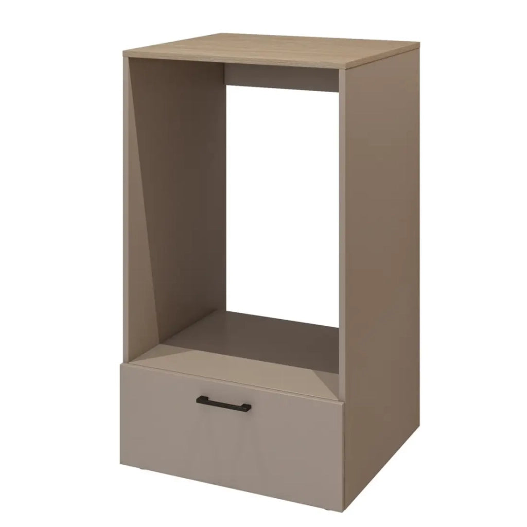 Mobiletto per lavatrice collezione WASHING – 1 cassetto – Colore taupe e rovere