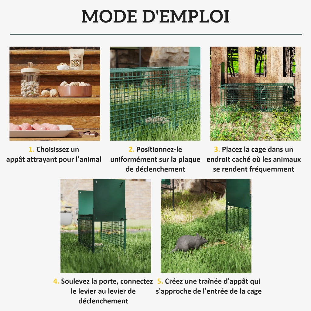 Gabbia per trappola viva ¨C Minimal ¨C verde metallo 60x18x20 cm