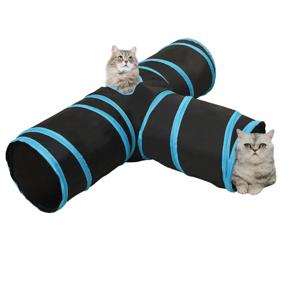 Tunnel per Gatti a 3 Vie Nero e Blu 90 cm in Poliestere CFW4811101