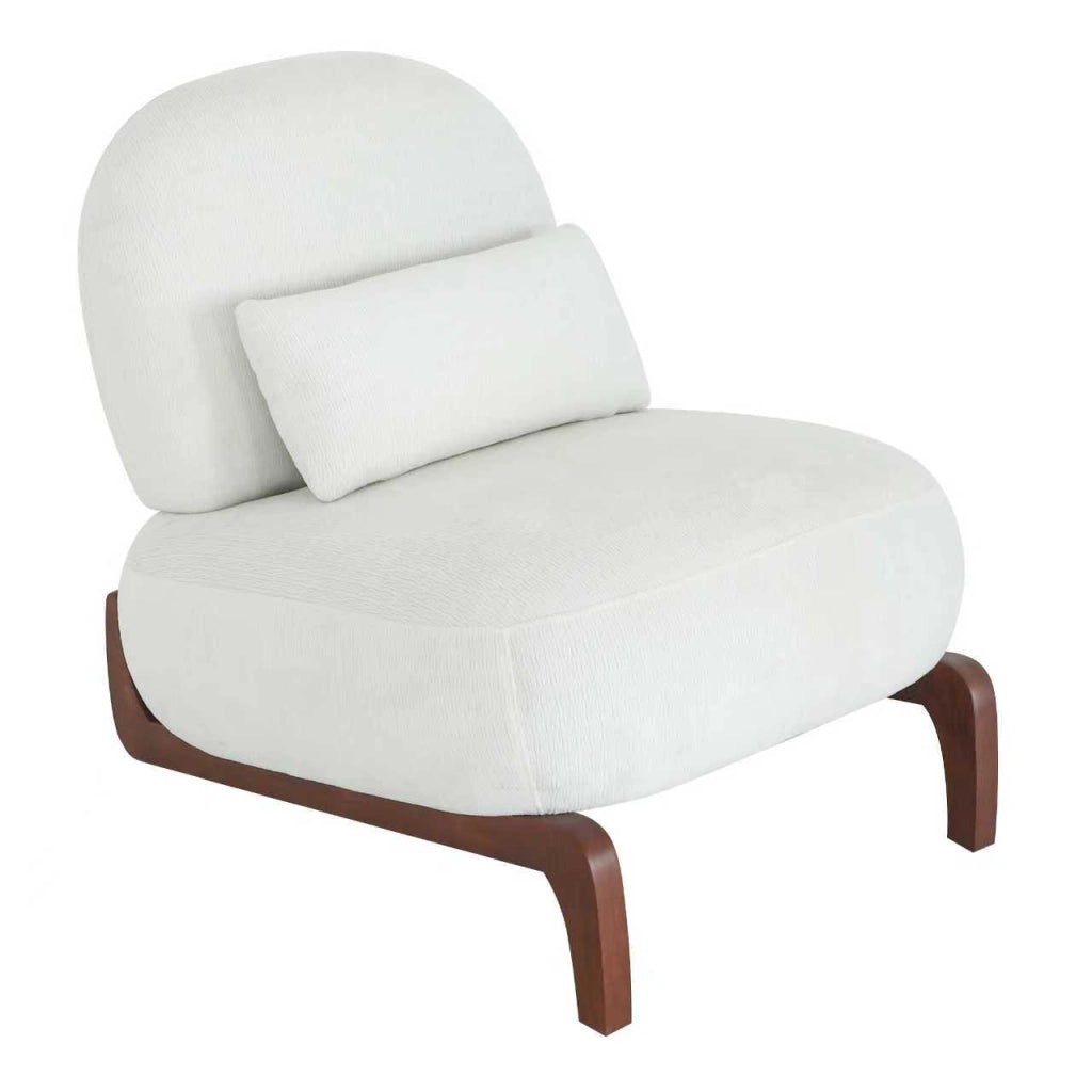 Poltrona Velluto Soggiorno ¨C MINIMAL ¨C Braccioli Assenti, Cuscino Morbido, Gambe in Legno