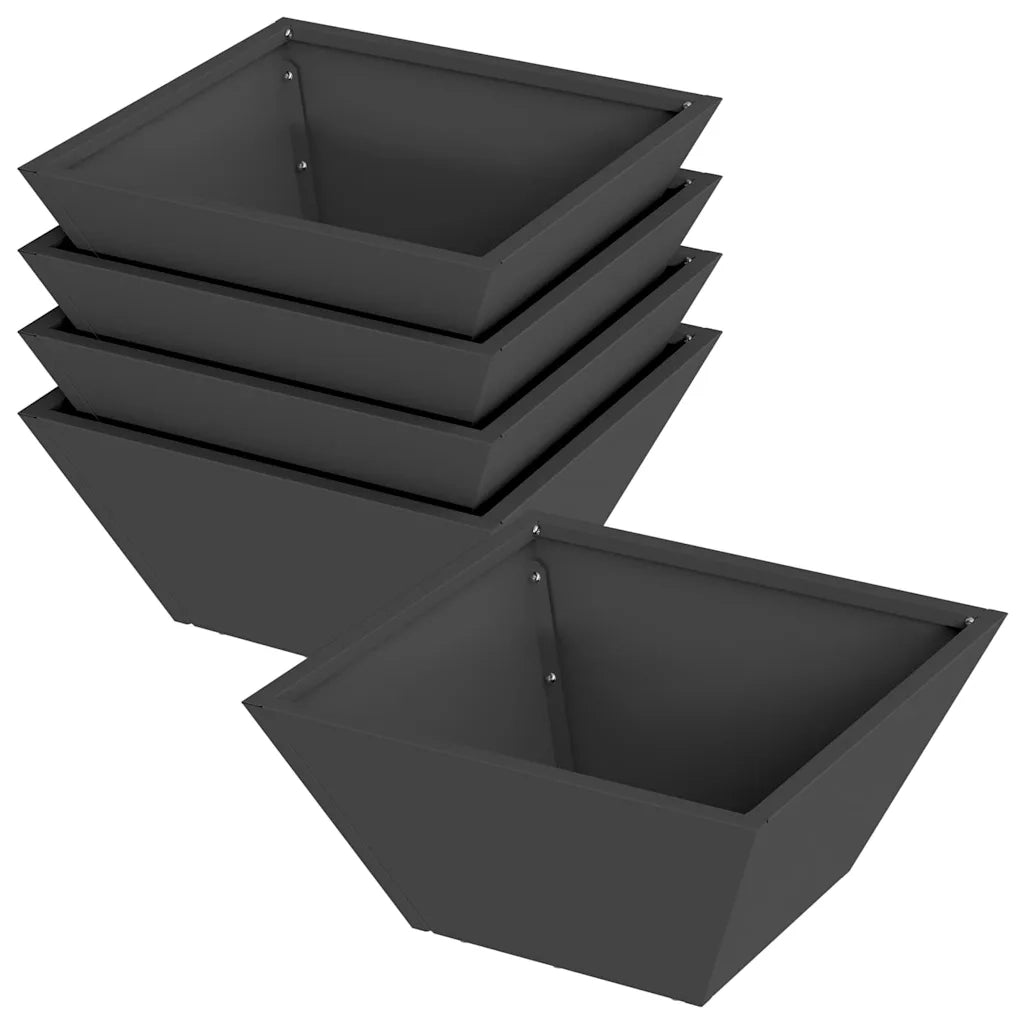 Vaso da giardino 5 pcs Nero 35 x 35 x 15 cm 873797