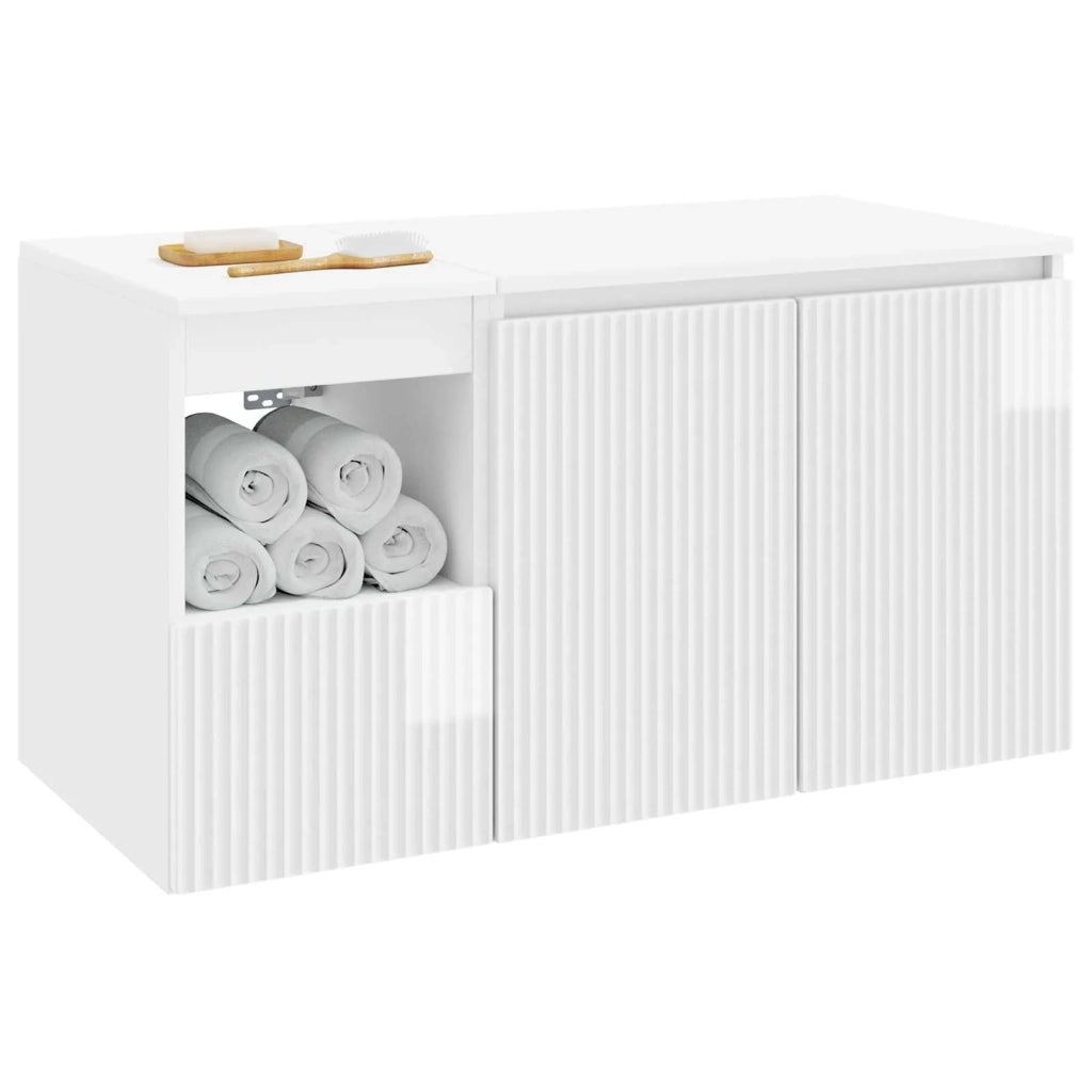 Set di mobili per il bagno 2 pz Bianco Lucido 3404118