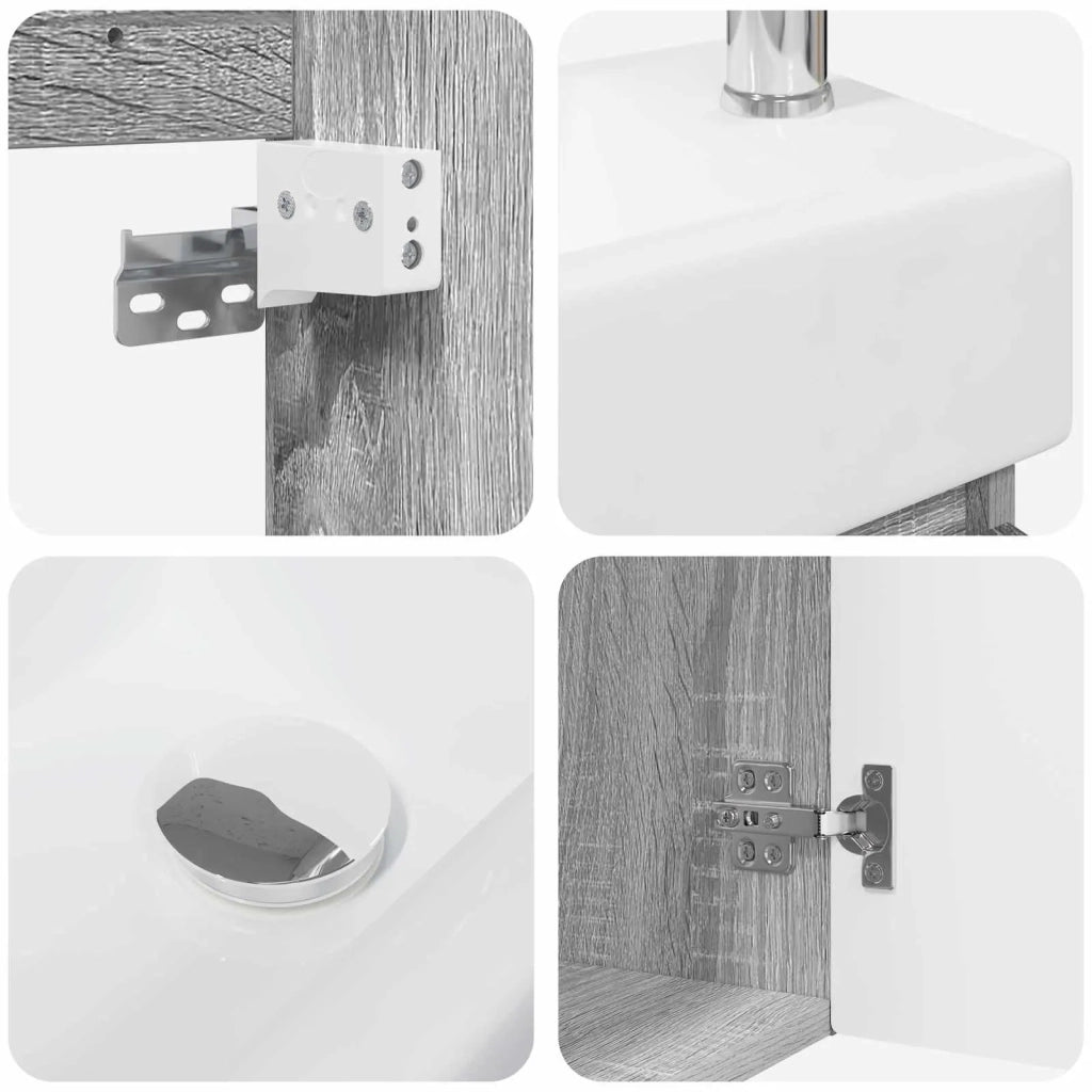 Mobile bagno con rubinetto Sonoma grigio 45,5 x 22,5 x 84 cm 889477