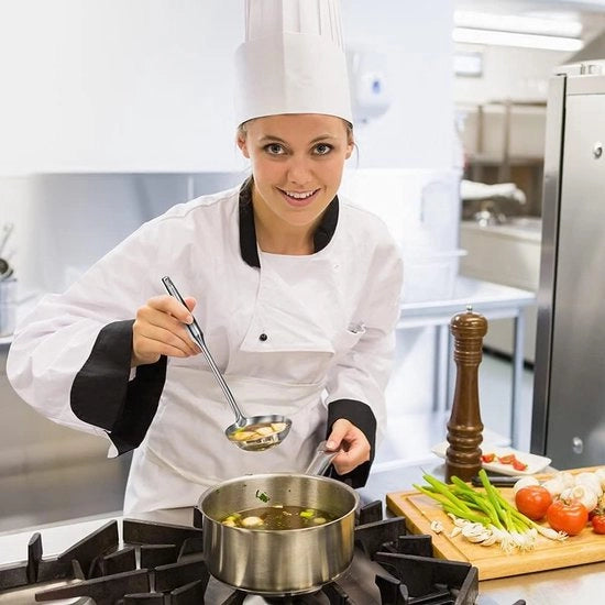 Spazzola per zuppe, cucchiaio in acciaio inossidabile, lungo cucchiaio, cucchiaio da cucina pesante-duty con manico ergonomico - Spazzole per zuppe per cucinare, salse e altro