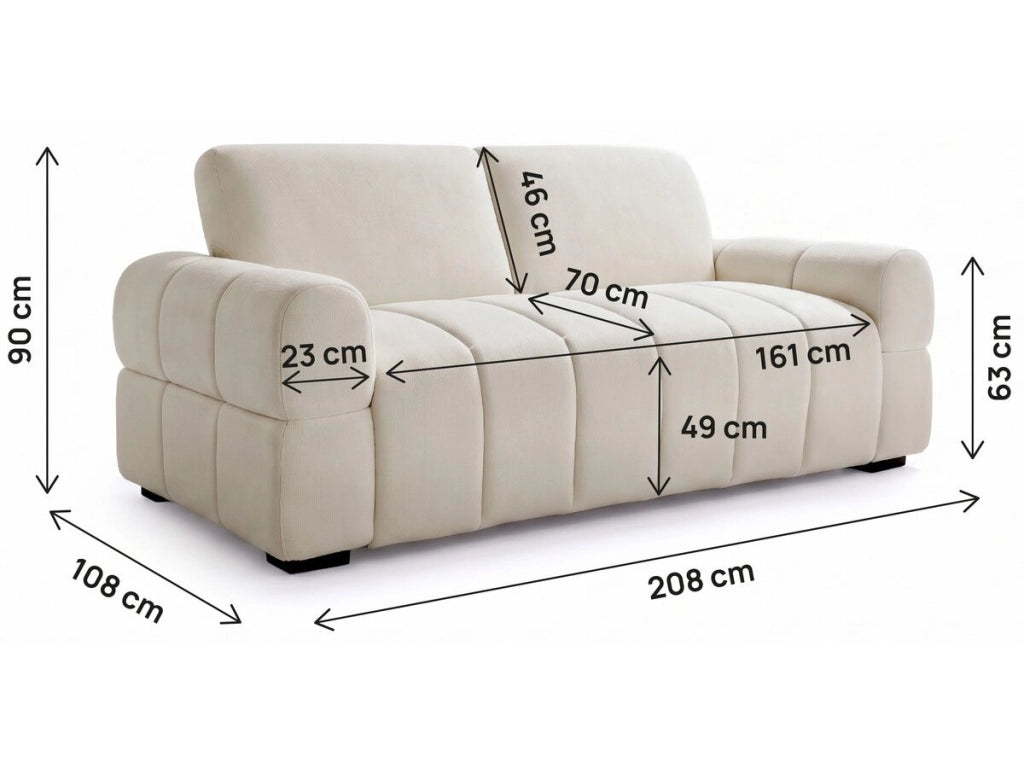 Divano letto a apertura rapida "Zoé" - Materasso da 18 cm - Larghezza letto 140 cm - 3 posti - Beige