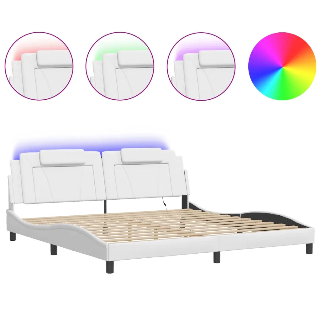 Giroletto Viana con LED senza Materasso Bianco 200x200 cm 3214044