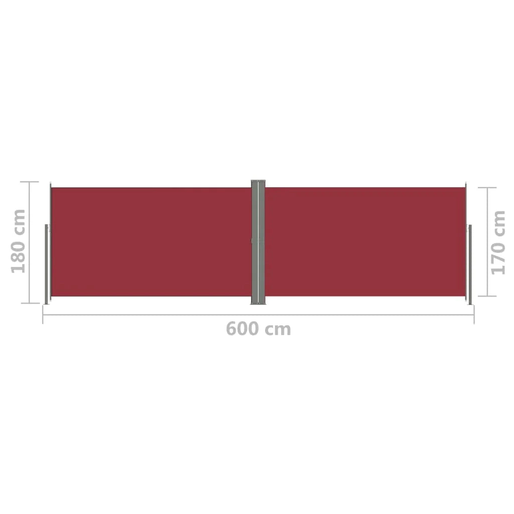 Tenda da sole laterale retrattile/schermo privacy per patio giardino terrazza balcone 180 x 600 cm rosso 02_0007469