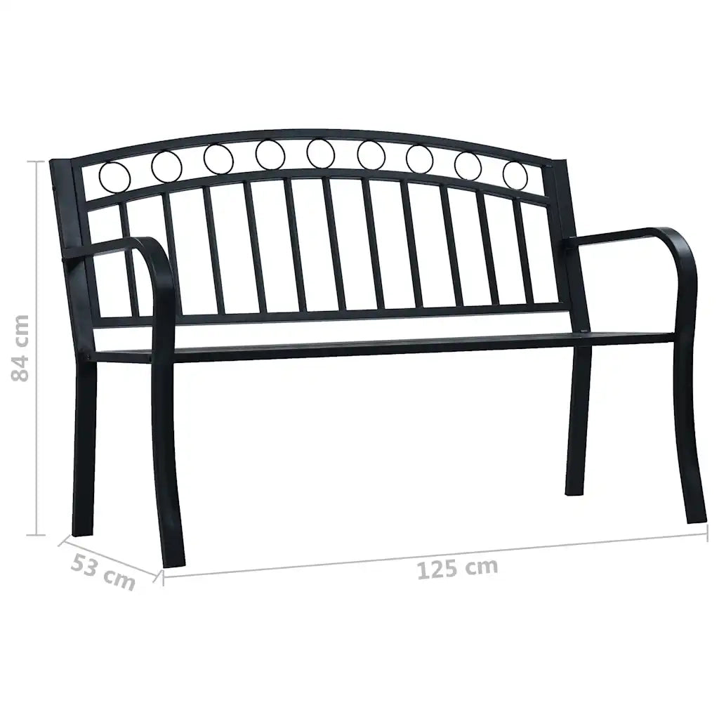 Panchina da Giardino | Panca da Giardino 125 cm Nera in Acciaio