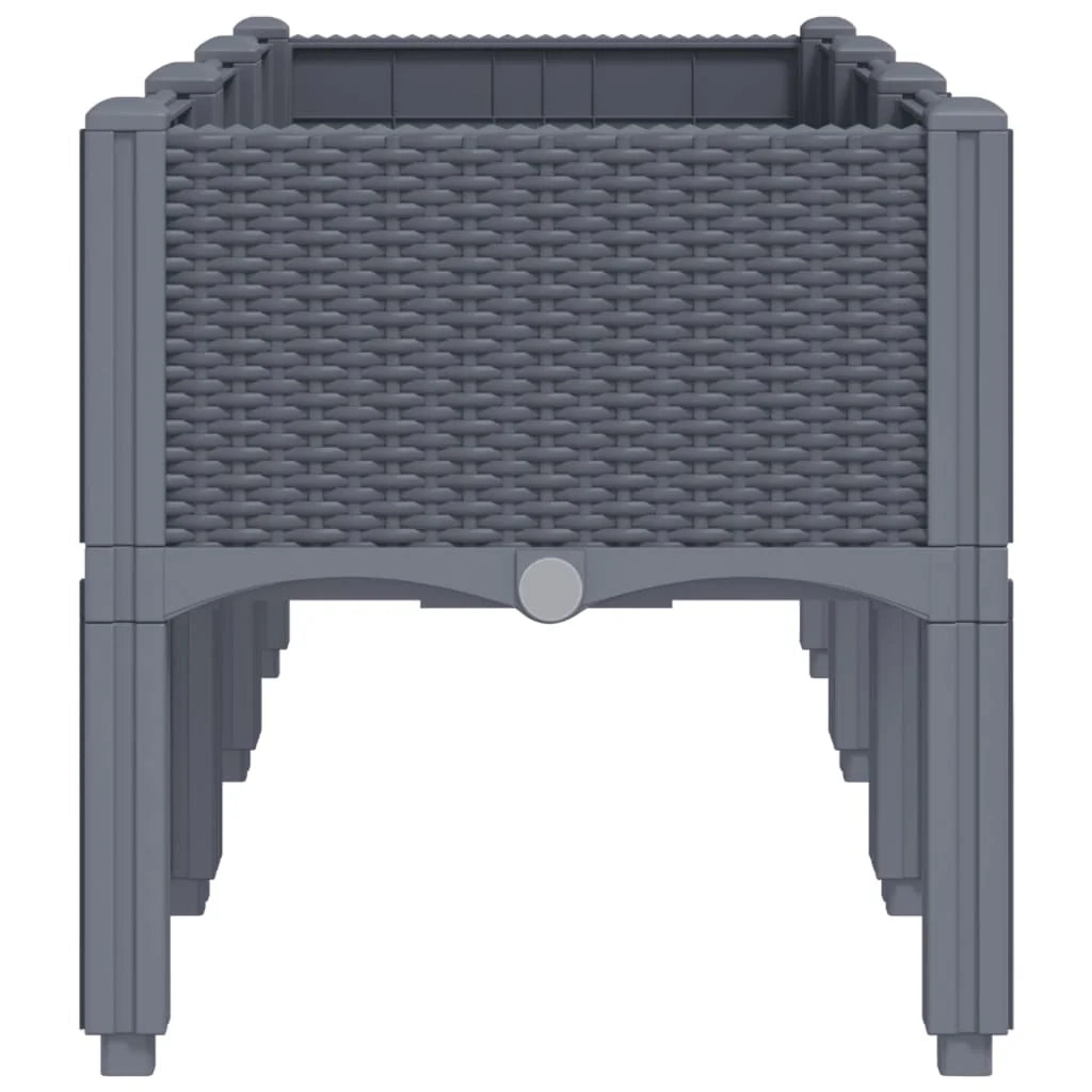 Fioriera rialzata per piante fiori patio giardino con gambe 120 x 40 x 42 cm PP grigio 02_0038150