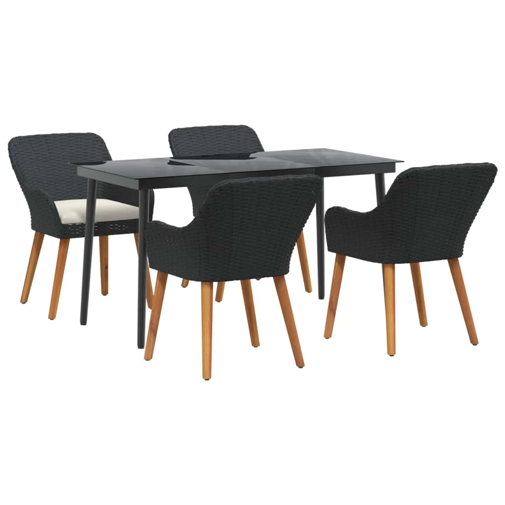 Set da Pranzo per Giardino con cuscino 5 pcs Nero polyrattan 3261665