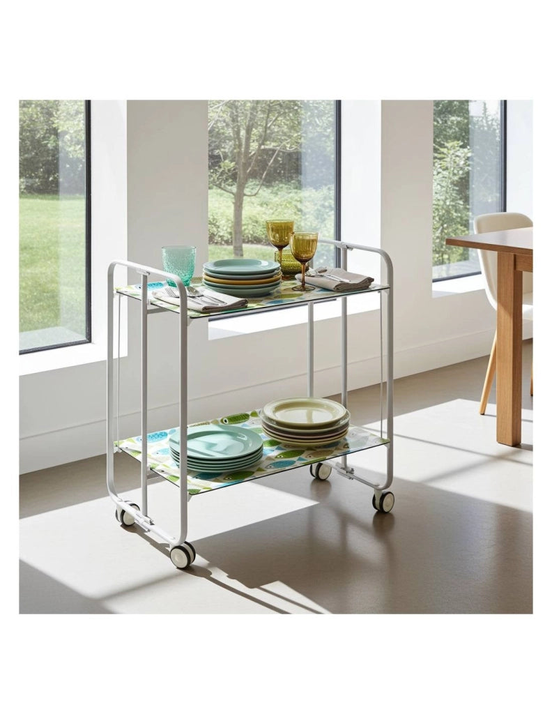 Carrello da cucina pieghevole grigio con ruote BAUHAUS 2 ripiani