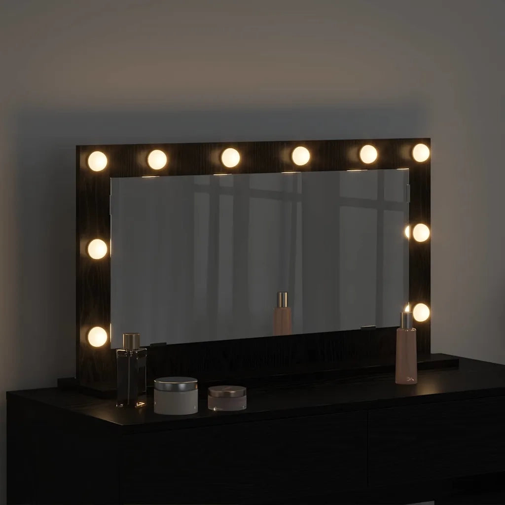 Specchio da Vanità Rettangolare Rovere Nero 80 x 45 x 18 cm 868318