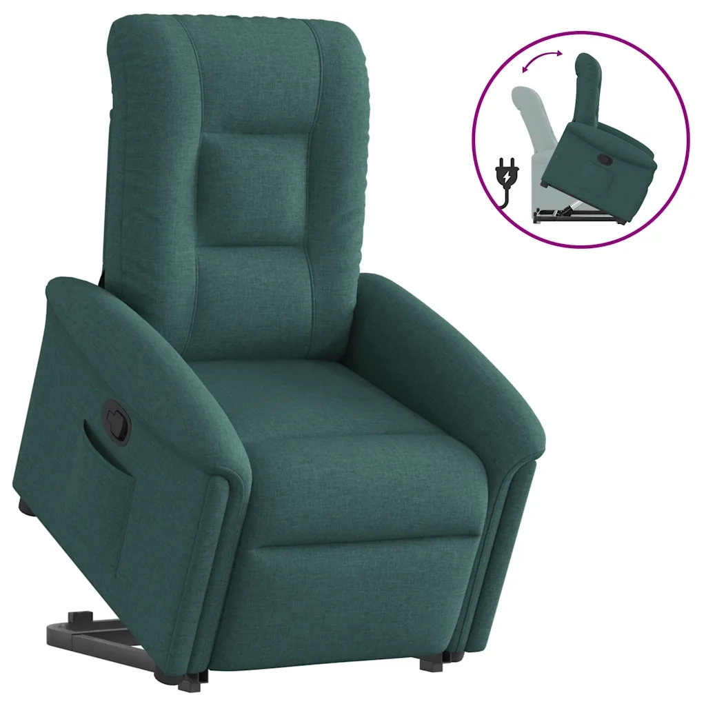 Poltrona Alzapersona Reclinabile Verde Scuro in Tessuto 3303260