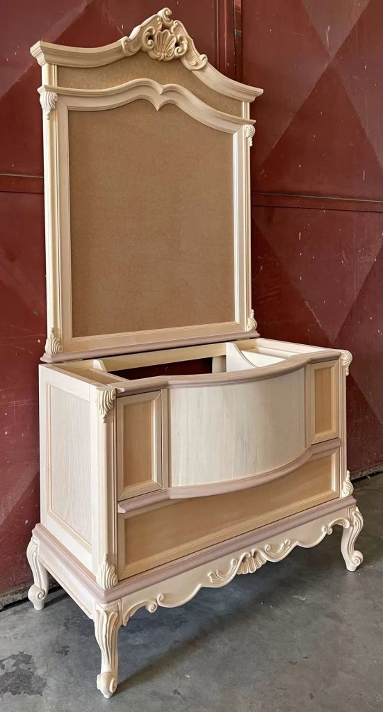 Bagno con specchio classico barocco legno grezzo 113x60x87 - Mobili 2G