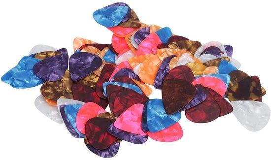 Set di plettri colorati per chitarra - Leggero e sostenibile - 100 pezzi - Accessori per strumenti musicali - Adatto per amplificatori acustici