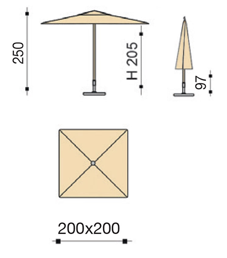 Ombrellone da Giardino 2x2 m Palo Ø38 mm in Alluminio Tessuto Poliestere Trend Taupe