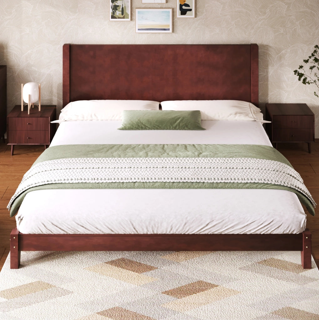 Letto matrimoniale 180x200 cm con testiera e rete a doghe marrone