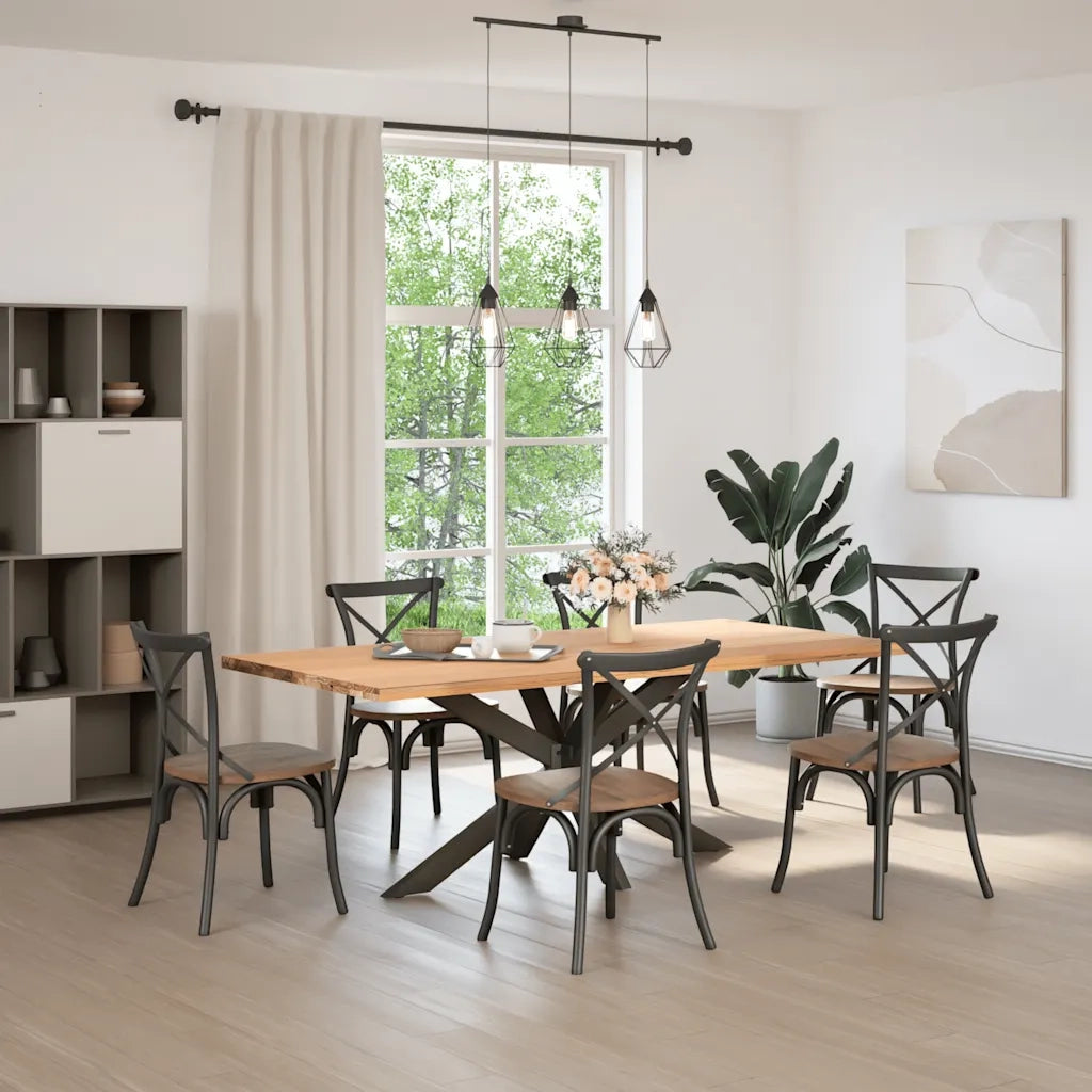 Gamba per Tavolo da Pranzo a Forma di Ragno Nero 150x78x(72-73) cm Acciaio 4013119