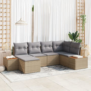 Set divano da giardino da 6 pezzi con cuscini Beige Polyrattan Acacia