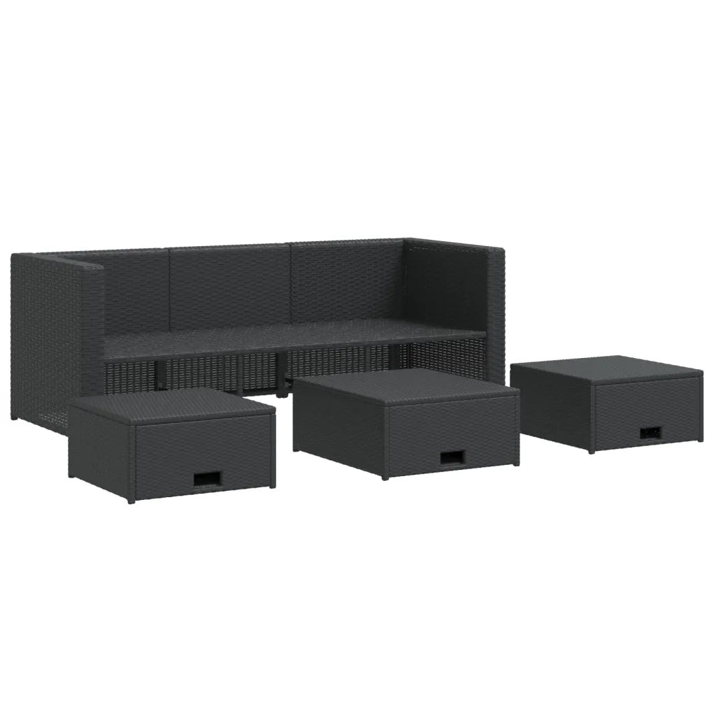 Set Divani da Giardino 4 pz con Cuscini in Polyrattan Nero 43104