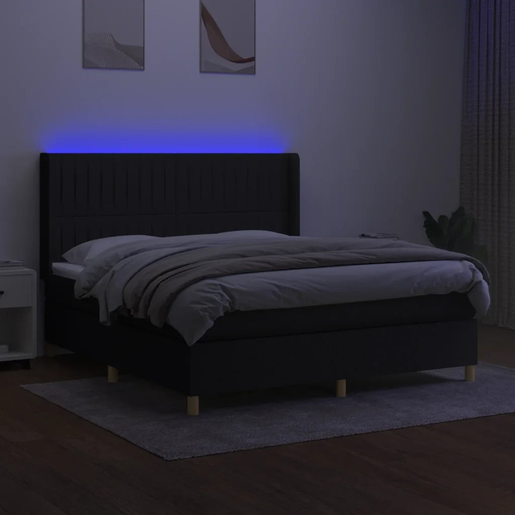 Letto a Molle con Materasso e LED Nero 180x200cm in Tessutocod mxl 123325