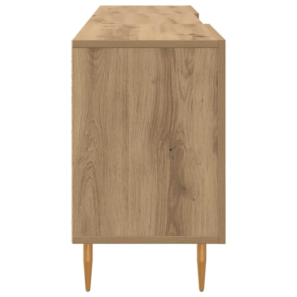 Mobile TV rettangolare moderno con vani portaoggetti funzionali 150 x 30 x 50 cm realizzato in legno di rovere ingegnerizzato lavorazione artigianale 02_0052513