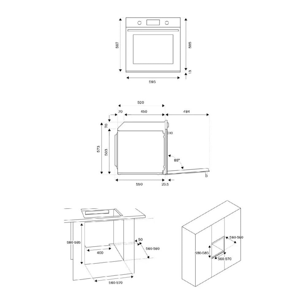 Forno elettrico Bertazzoni F6011MODPLZ da incasso 11 funzioni pirolitico, display LCD colore zinco classe A++