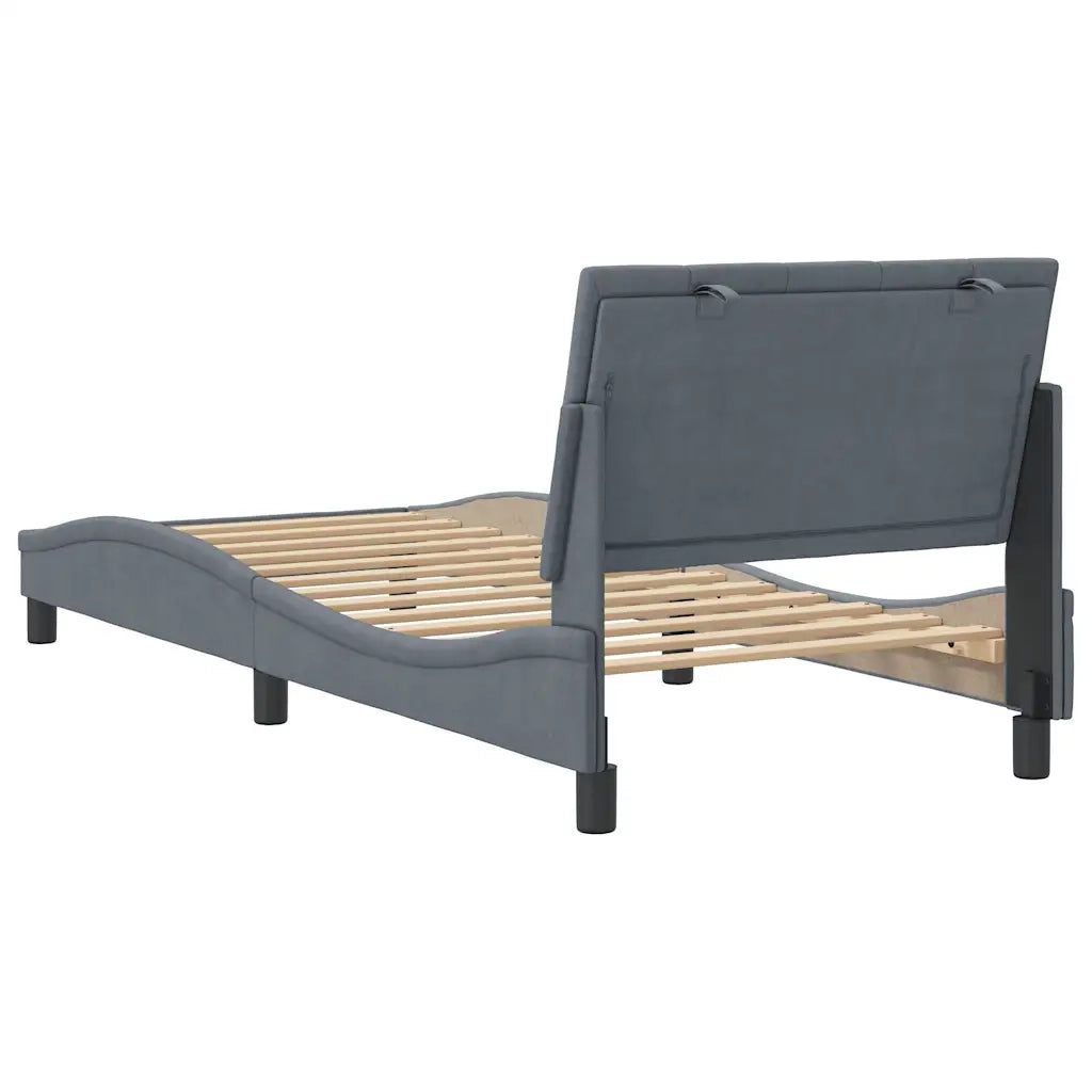 Giroletto senza Materasso Hanko Grigio Scuro 90x190 cm Velluto