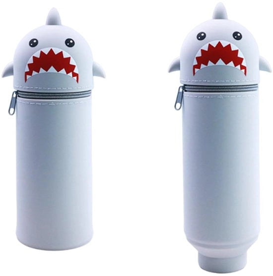 Etui 2-in-1 in silicone, pen holder con 2 funzioni, copertura morbida in silicone, design a scacchi grigi, contenitore per penne, custodia per matite, ripostiglio per penne per bambini e bambine, pieghevole e impermeabile