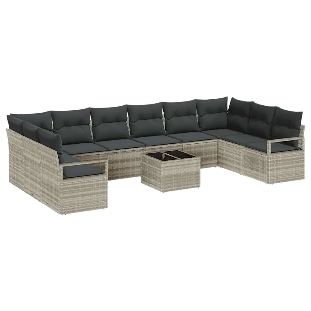 Set di divani con cuscino 11 pcs Grigio chiaro polyrattan