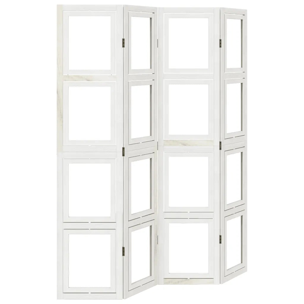 Divisorio Ambienti 4Pannelli Bianco Legno Massello di Paulownia 358690