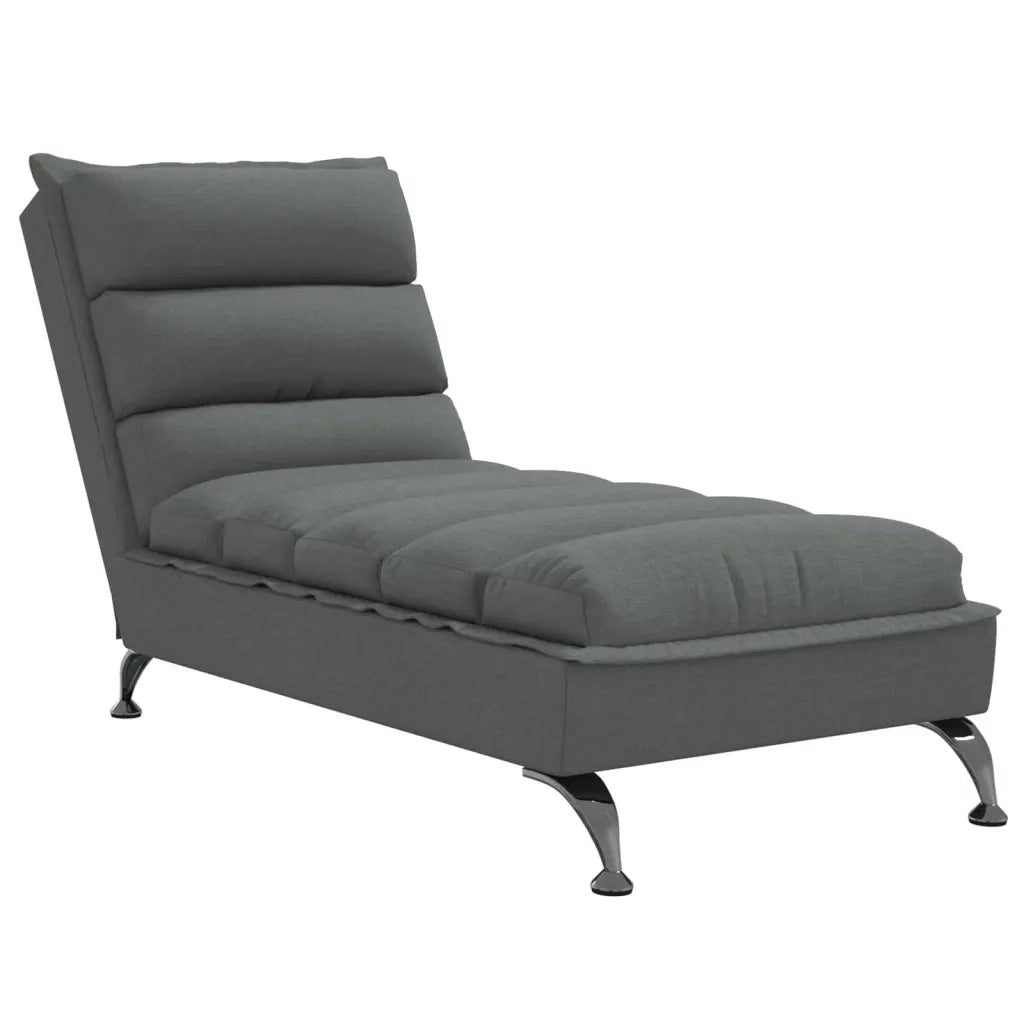 Chaise Longue con Cuscini Grigio Scuro in Tessuto CFW4816924
