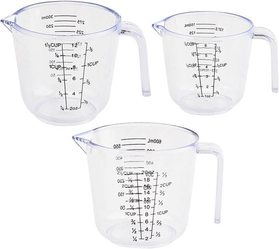 Set di Misura per Cucina - Set di Ciotole di Misura - Ciotole Translucide - Set di Ciotole di Cucina - Cucina e Tavola - 3 Pezzi - 150ml,300ml,600ml