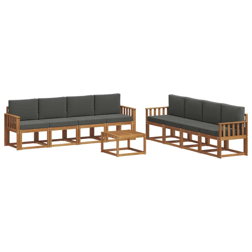 Set di divani da esterno con cuscino 9 pcs Naturale e Antracite 3366180