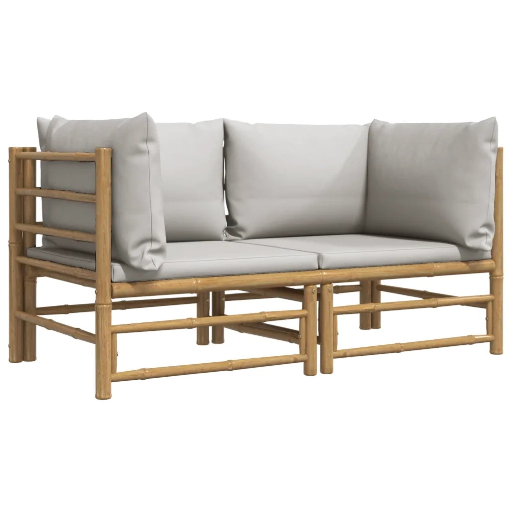 Divani Angolari da Giardino con Cuscini Grigio Chiaro 2pz BambÃ¹cod mxl 102404