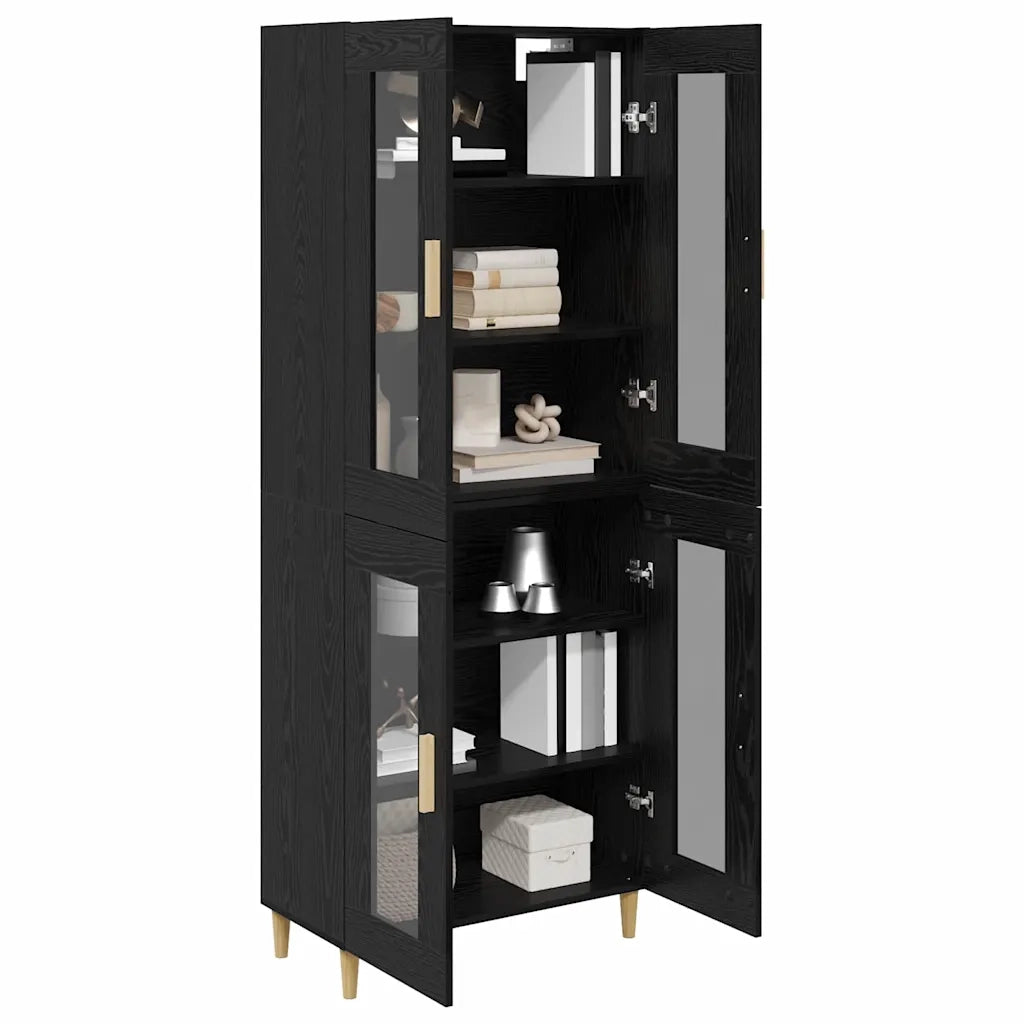 Credenza | Madia | Buffet da pranzo | Armadio da pranzo Rovere Nero 69,5 x 34 x 180 cm Legno multistrato