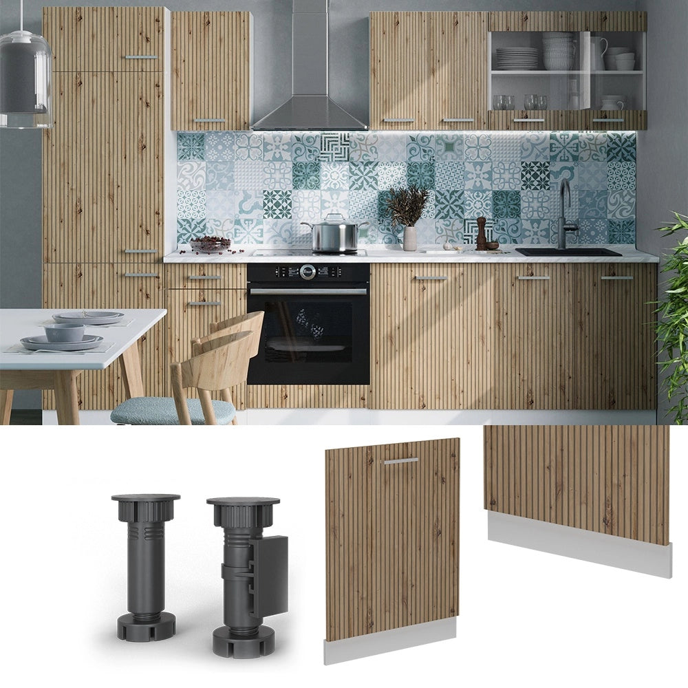 Pannello frontale della lavastoviglie R-Line Rovere artigianale/Bianco 60 cm, PL Marmo Vicco