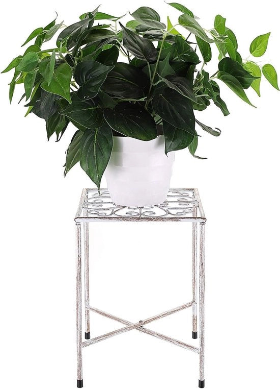 Stendardo per piante in metallo con finitura distressed bianca per interni e esterni - Stendardo decorativo per piante - Stile rustico.