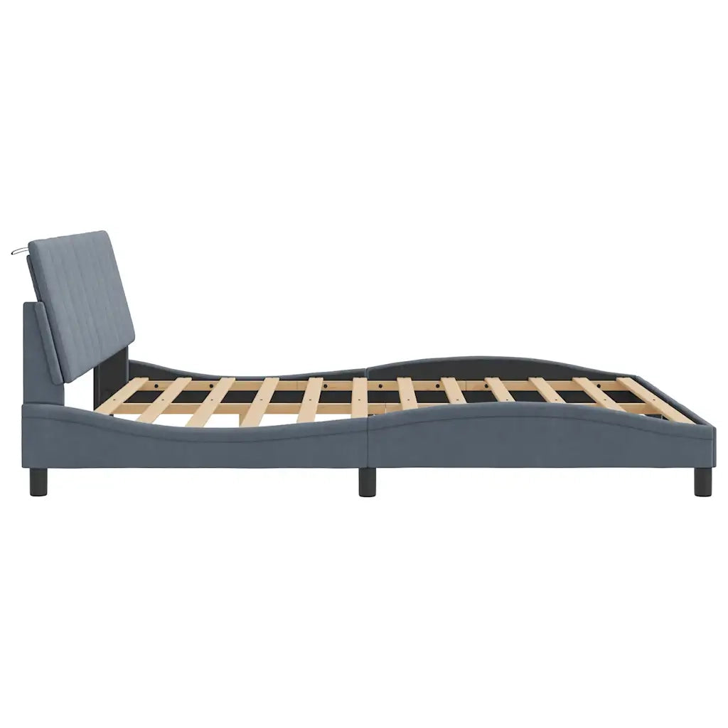 Giroletto con LED senza Materasso-Struttura Letto Hanko Grigio Scuro 180x200 cm in Velluto