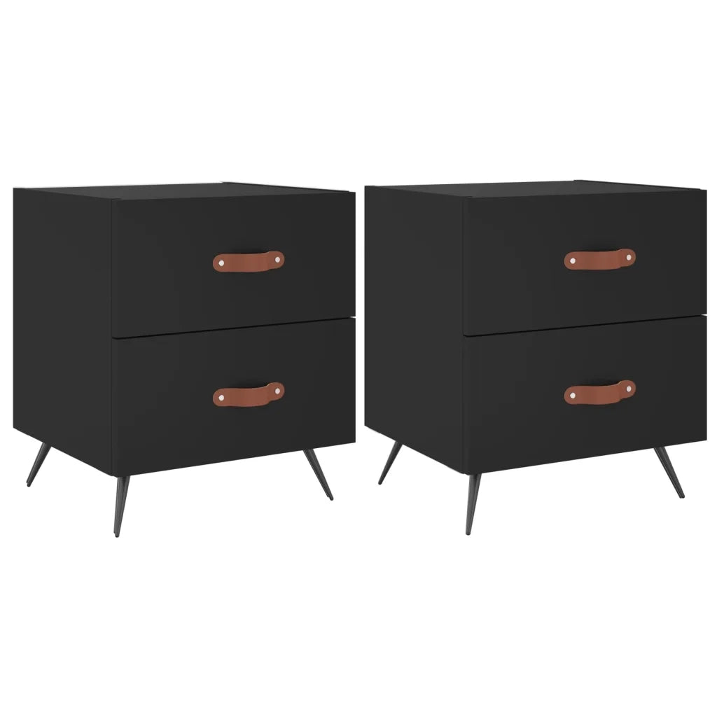 Comodini 2 pz Neri 40x35x47,5 cm in Legno Multistrato 827247