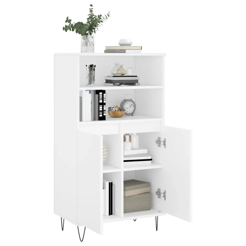 Credenza Alta Bianca 60x36x110 cm in Legno Multistrato 831484