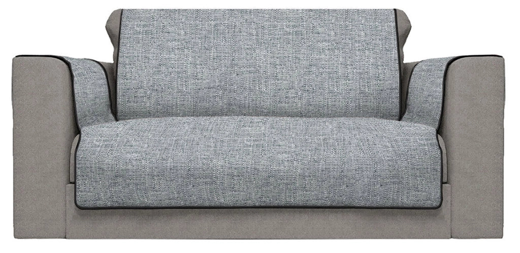 Copridivano con Copri Braccioli Seduta 60 cm in Poliestere Grigio Scuro