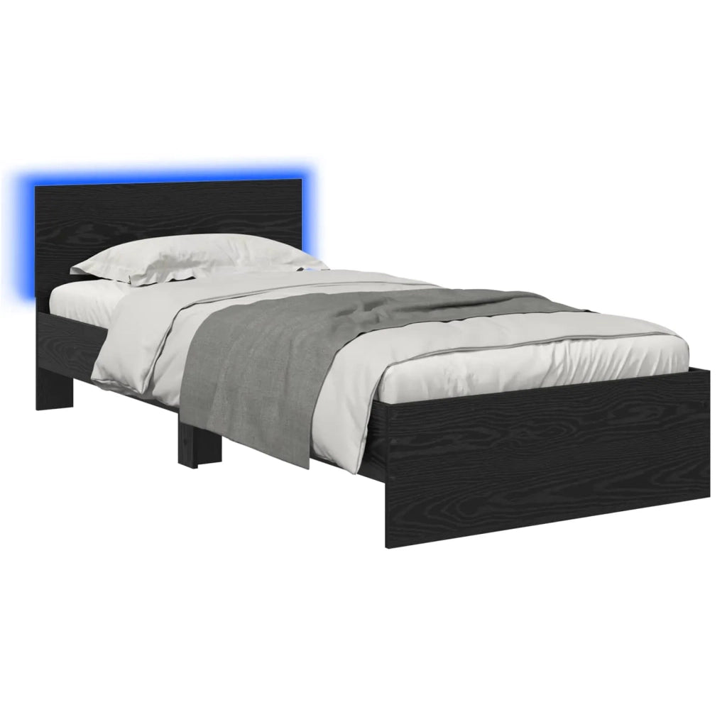 Letto con LED Rovere Nero 80 x 200 cm Legno ingegnerizzato